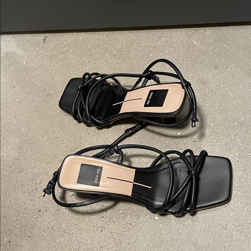Dolce Vita Black Strappy Square-Toe Sandals